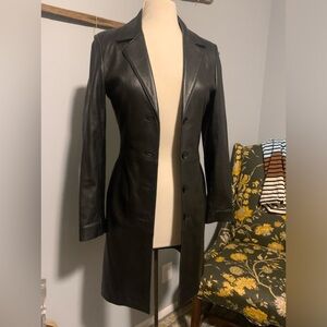 Reilly Olmes Soft Leather Trench Coat.